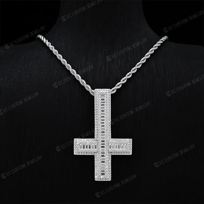 moissanite inverted cross pendant