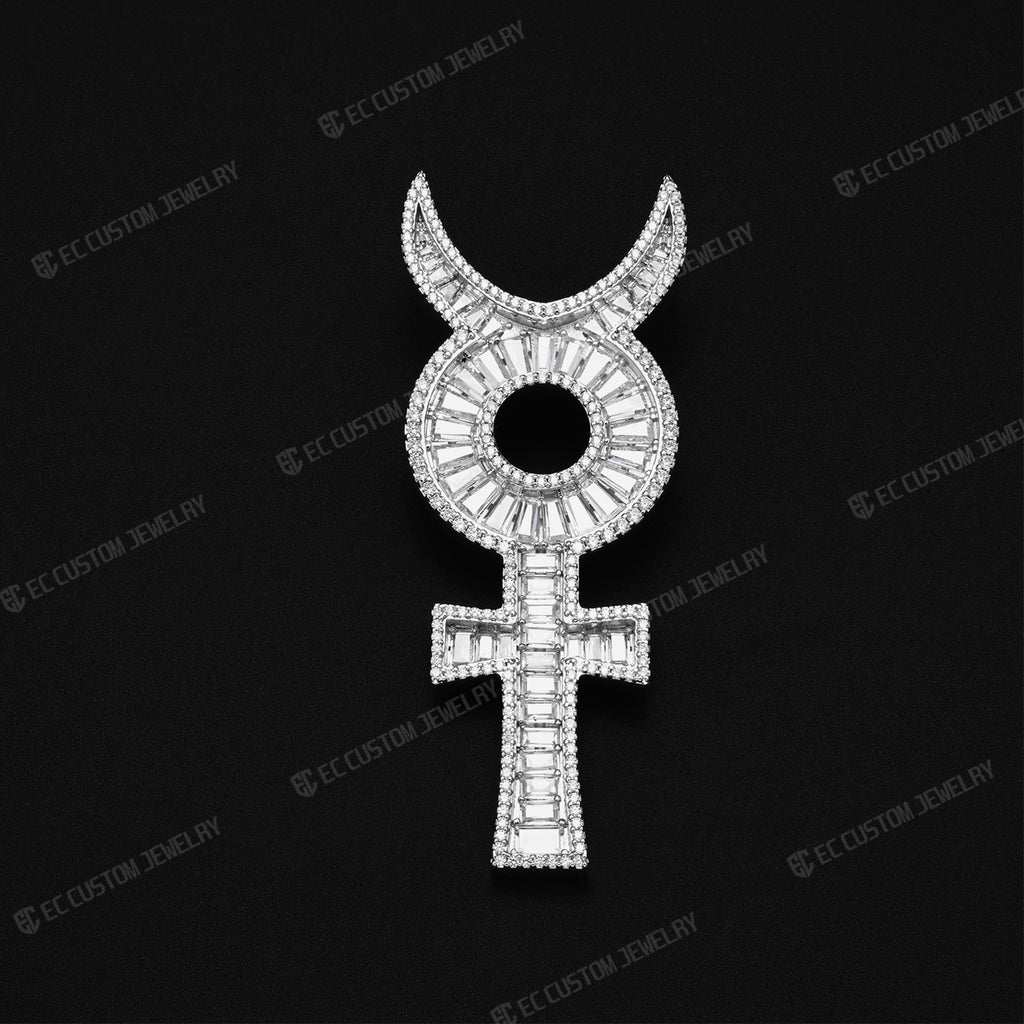 OsamaSon Flex Musix Iced Out Ankh Pendant Baguette VVS Moissanite & S925 Silver Underground Hip Hop Rapper Jewelry 1
