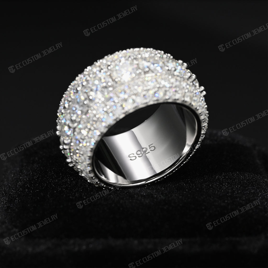 5-Row Round Cut Moissanite Eternity Band Ring