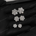 S925 Round Cut Cluster Ear Stud Flower Earrings