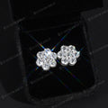 S925 Round Cut Cluster Ear Stud Flower Earrings Iced Out Hip Hop Jewelry 2