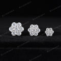 S925 Round Cut Cluster Ear Stud Flower Earrings Iced Out Hip Hop Jewelry 4