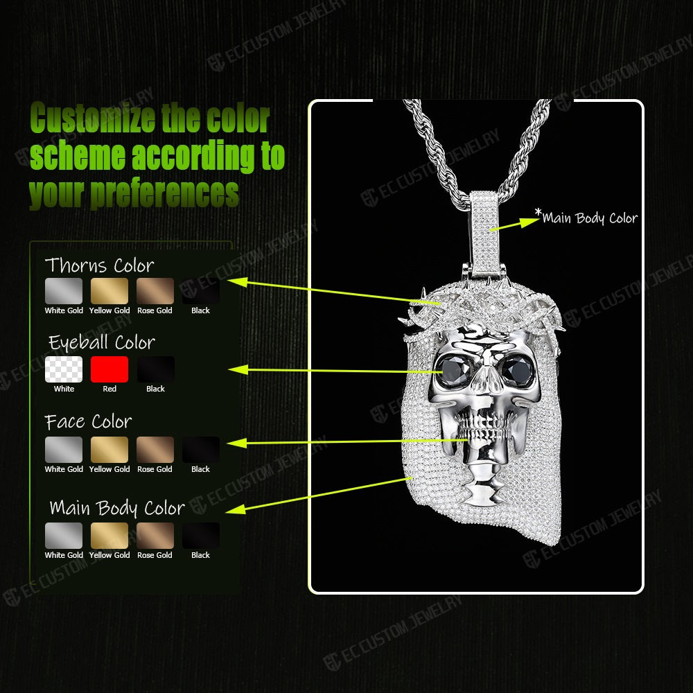 18k white gold skull pendant