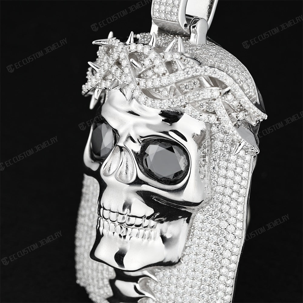 moissanite skull pendant