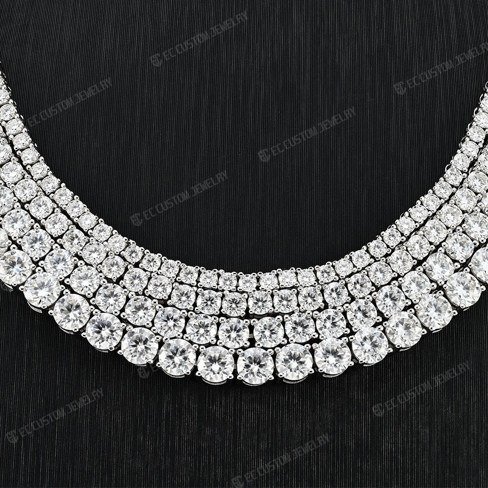 Silver 3MM 4MM 5MM 6.5MM Moissanite Tennis Chain 12