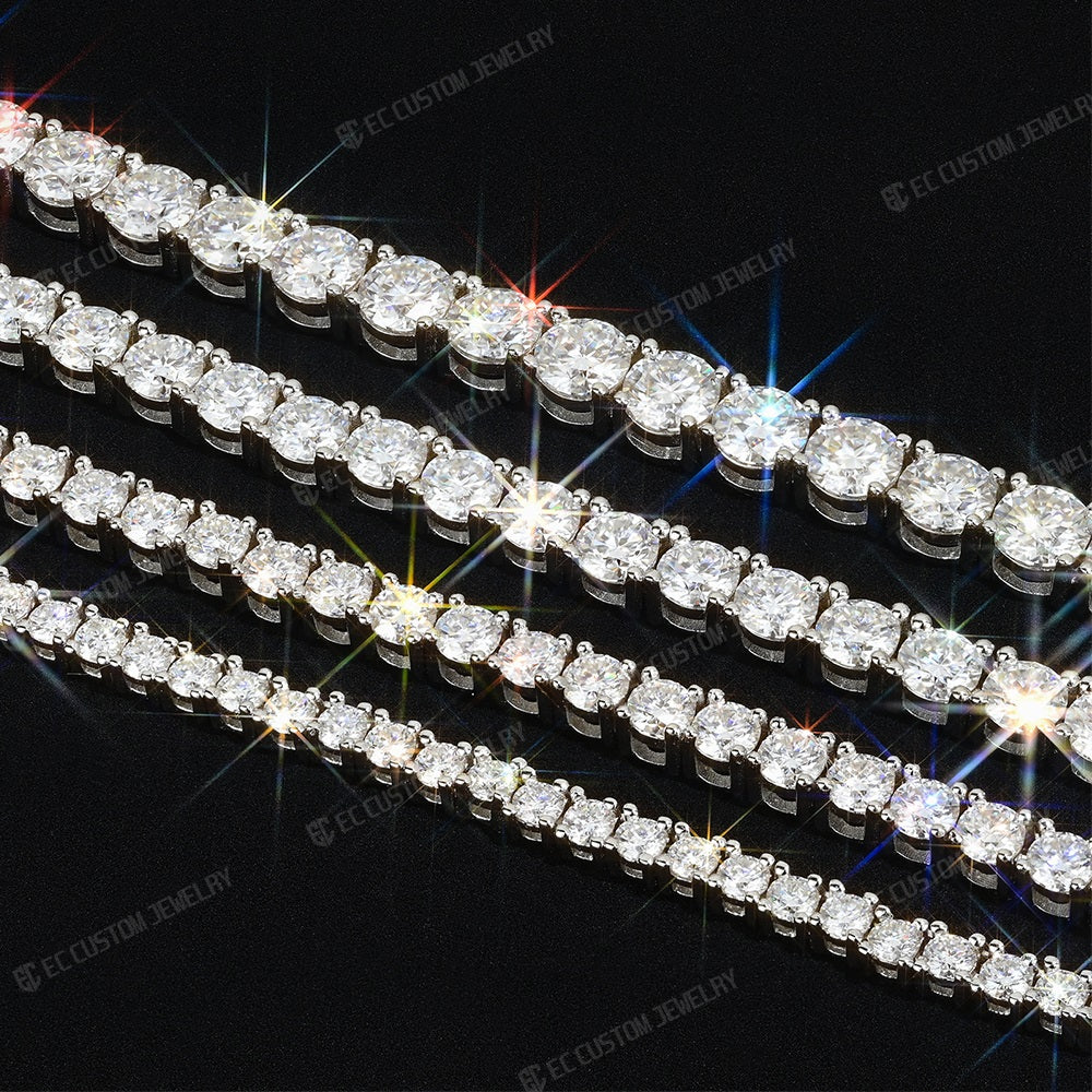 3MM 4MM 5MM 6.5MM MOISSANITE TENNIS CHAIN NECKLACE