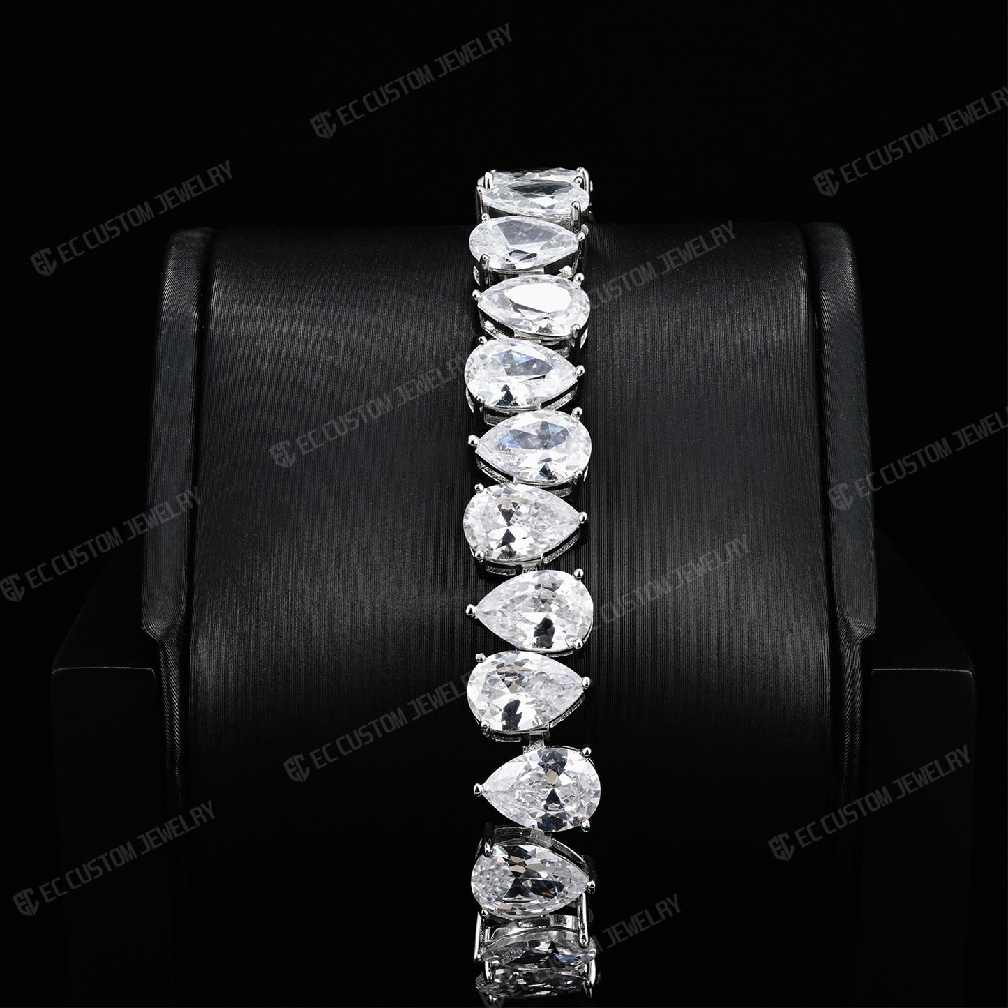 ICED OUT 12MM TEARDROP DIAMOND BRACELET PEAR-CUT LINK CHAIN