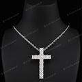 Sparkling Princess Cut Cross Iced Out Square Diamond Cross Pendant