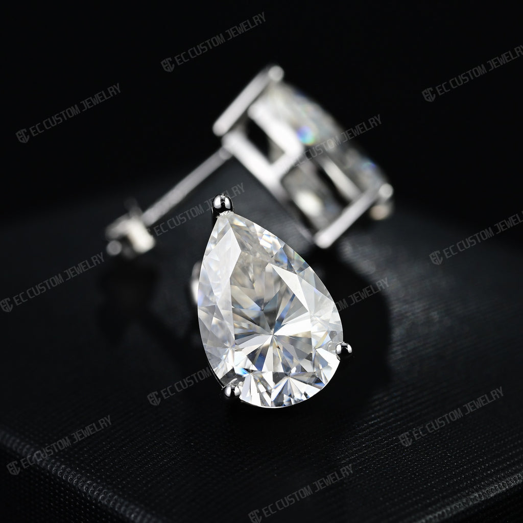 Sparkling Tear drop Stud Iced Out Diamond Earrings Iced Out Hip Hop EC Custom Jewelry 