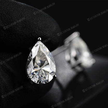 Sparkling Tear drop Stud Iced Out Diamond Earrings Iced Out Hip Hop EC Custom Jewelry 