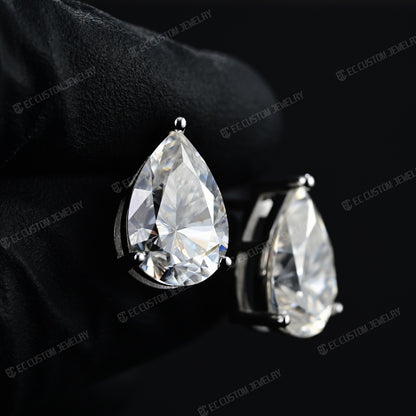 Sparkling Tear drop Stud Iced Out Diamond Earrings Iced Out Hip Hop EC Custom Jewelry 