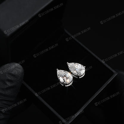Sparkling Tear drop Stud Iced Out Diamond Earrings Iced Out Hip Hop EC Custom Jewelry 