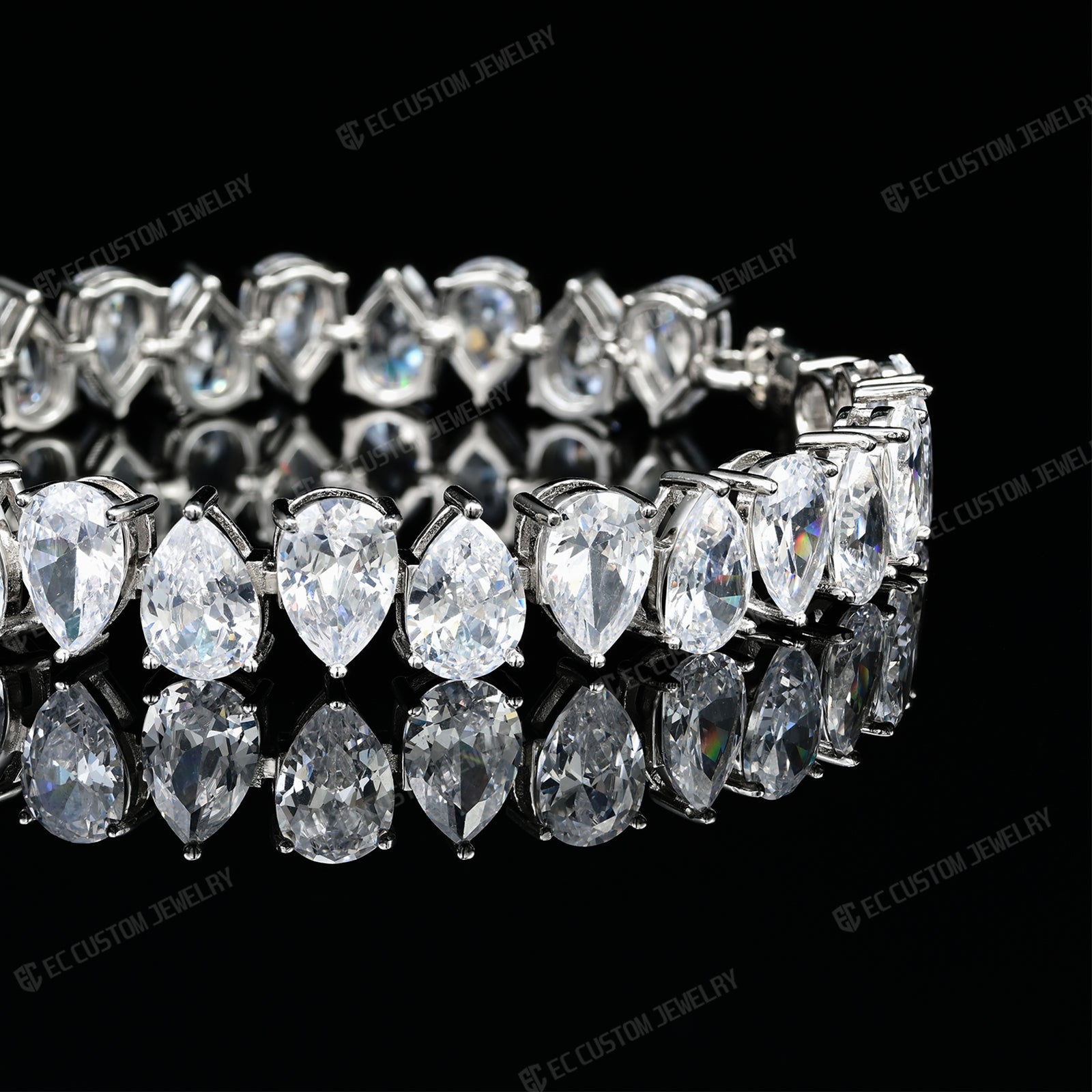 Sparkling Teardrop Chain Iced Out Diamond Bracelet Iced Out Hip Hop Bracelet EC Custom Jewelry 5