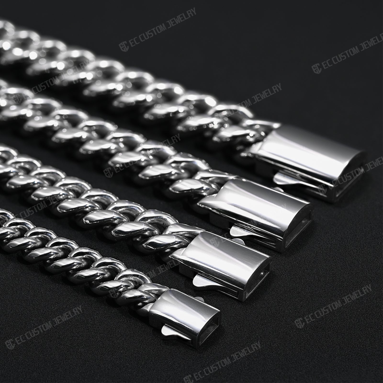 Stainless Steel Cuban Link Chain Necklace 8MM 10MM 12MM 14MM