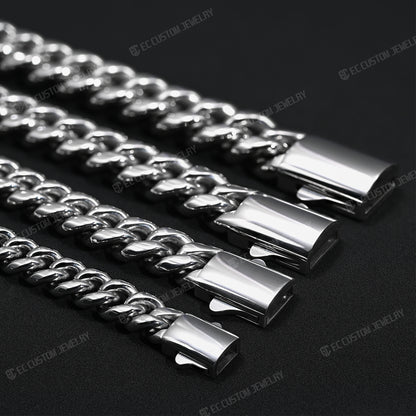 8MM 10MM 12MM 14MM Stainless Steel Cuban Link Chain Necklace