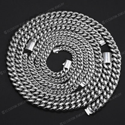 8MM 10MM 12MM 14MM Stainless Steel Cuban Link Chain Necklace
