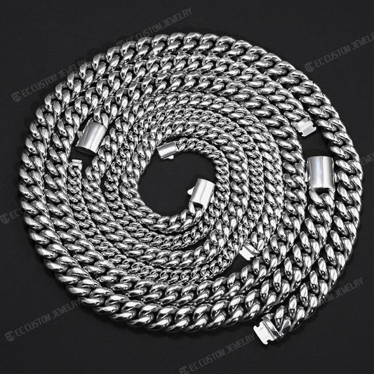 8MM 10MM 12MM 14MM Stainless Steel Cuban Link Chain Necklace