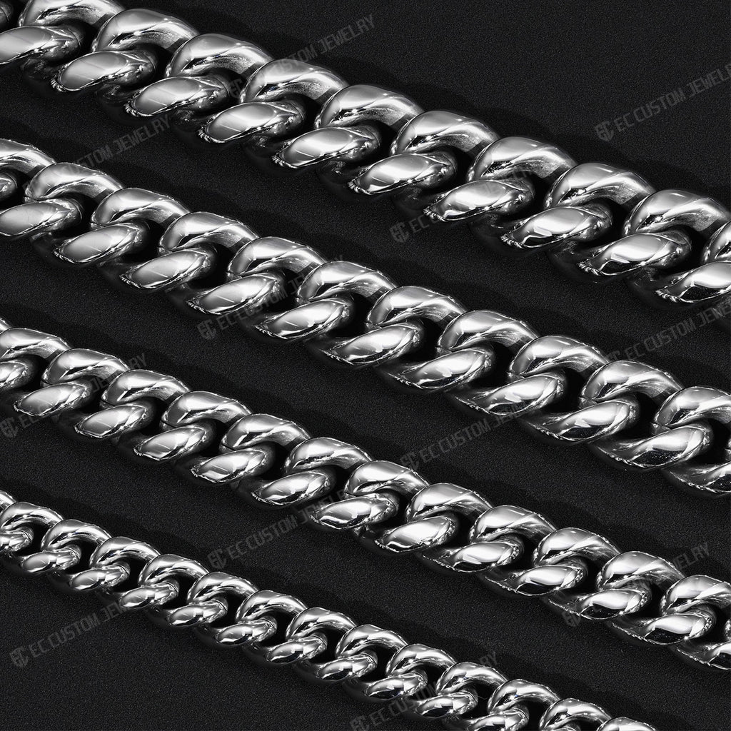 Stainless Steel Cuban Link Chain Necklace 8MM 10MM 12MM 14MM