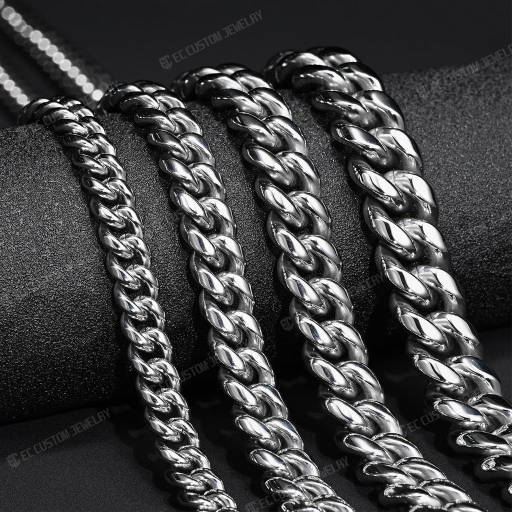 Stainless Steel 4mm 12mm streetwear hip hop cuban link chain necklace bold stand out Jewelry for men 4