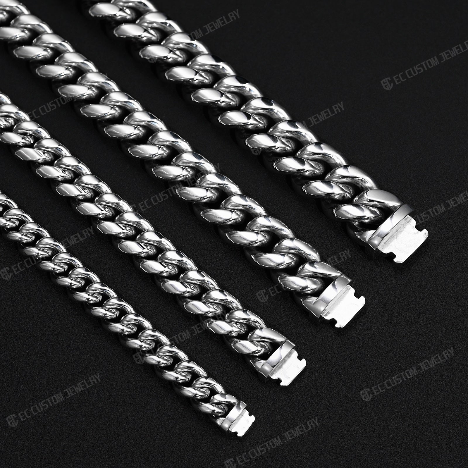 Stainless Steel Cuban Link Chain Necklace 8MM 10MM 12MM 14MM