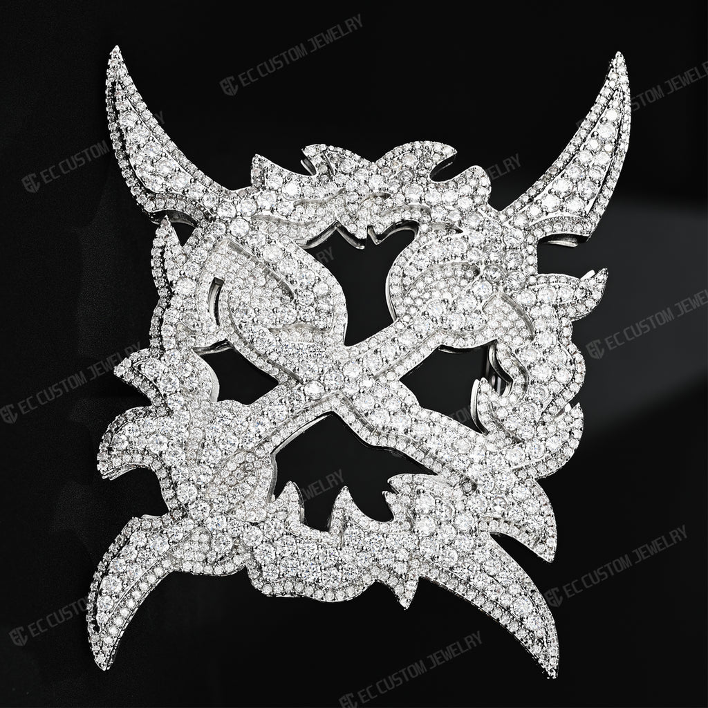 Sterling Silver Iced Out Crossed X Belt Buckle 1