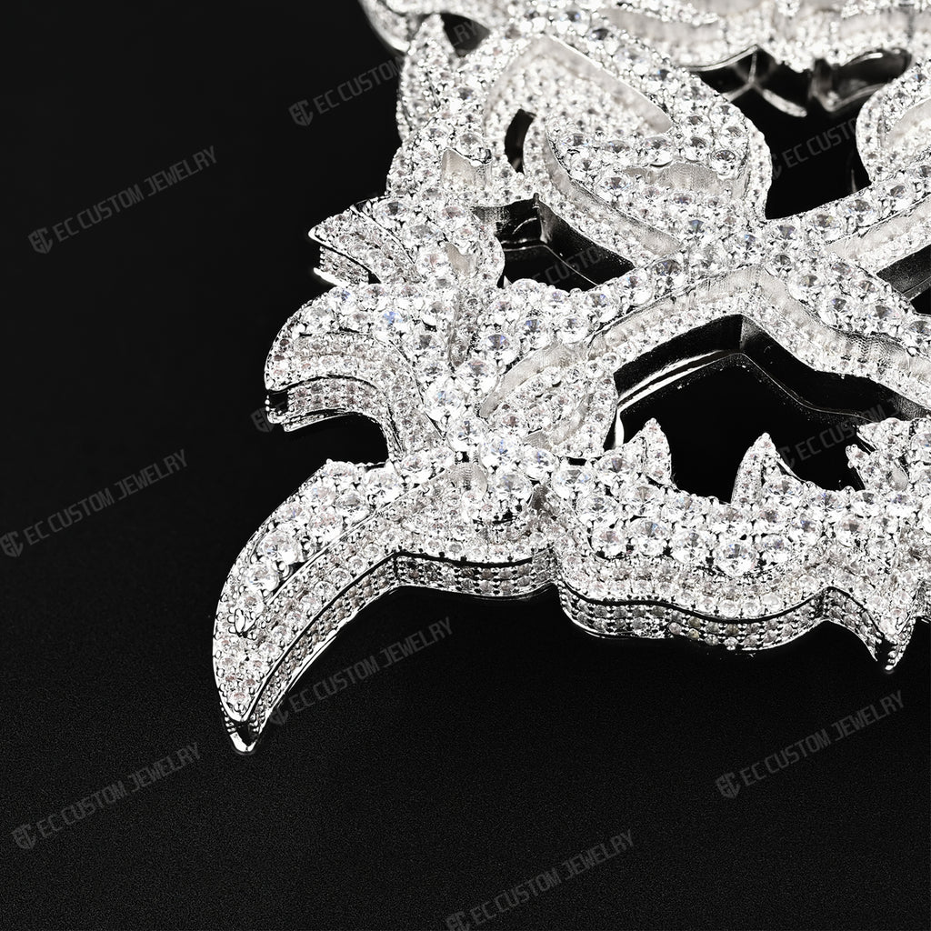 Sterling Silver Iced Out Crossed X Belt Buckle 2