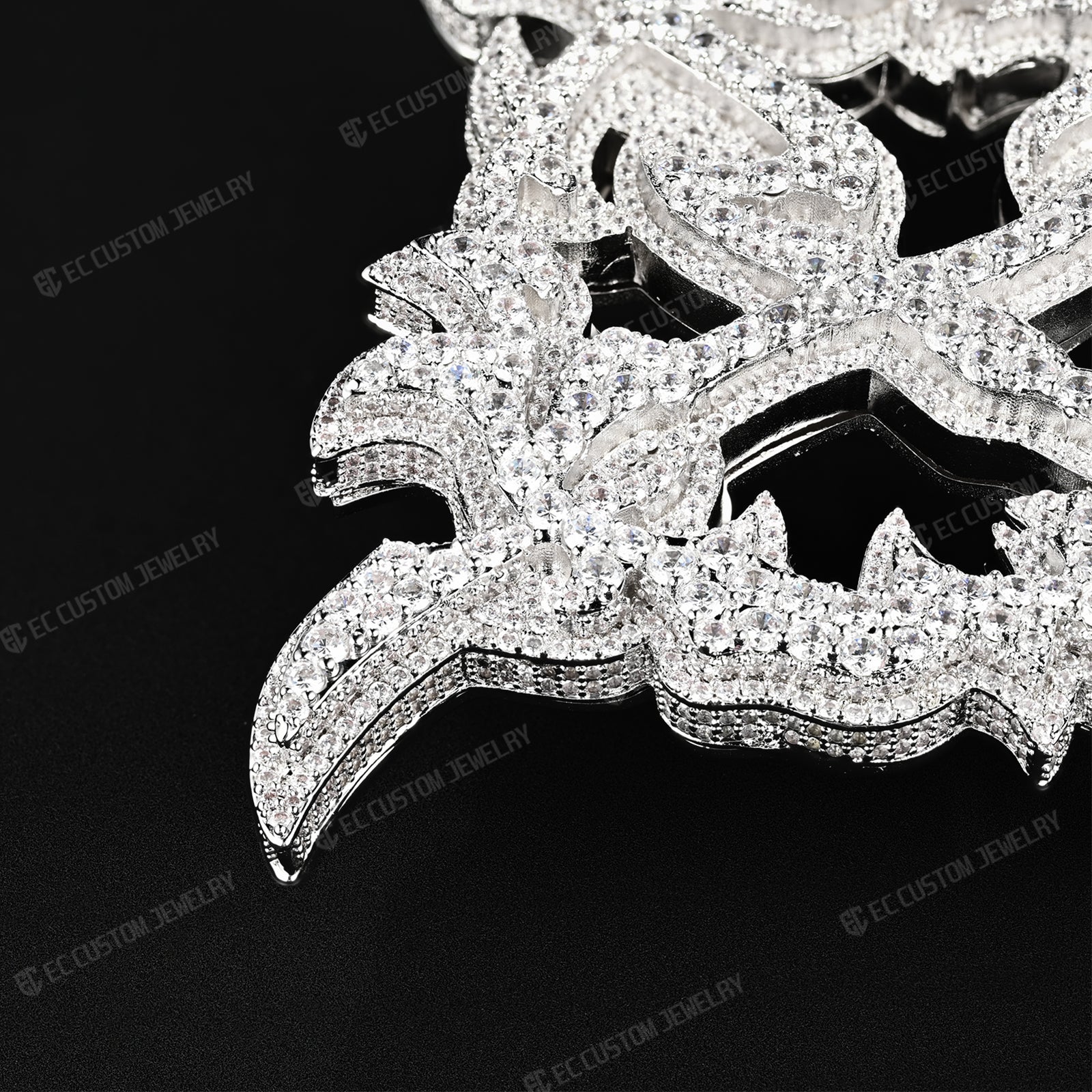 Sterling Silver Iced Out Crossed X Belt Buckle 2