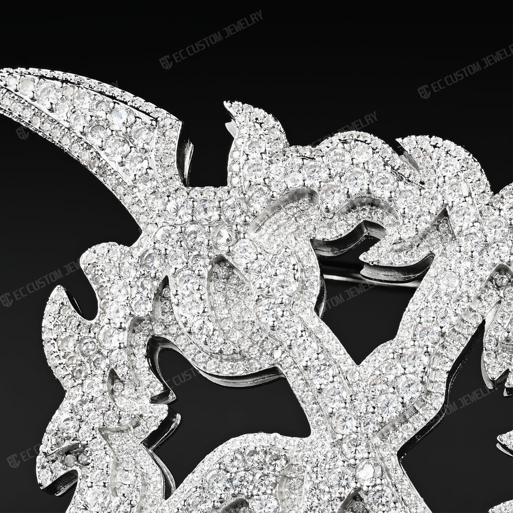 Sterling Silver Iced Out Crossed X Belt Buckle 3