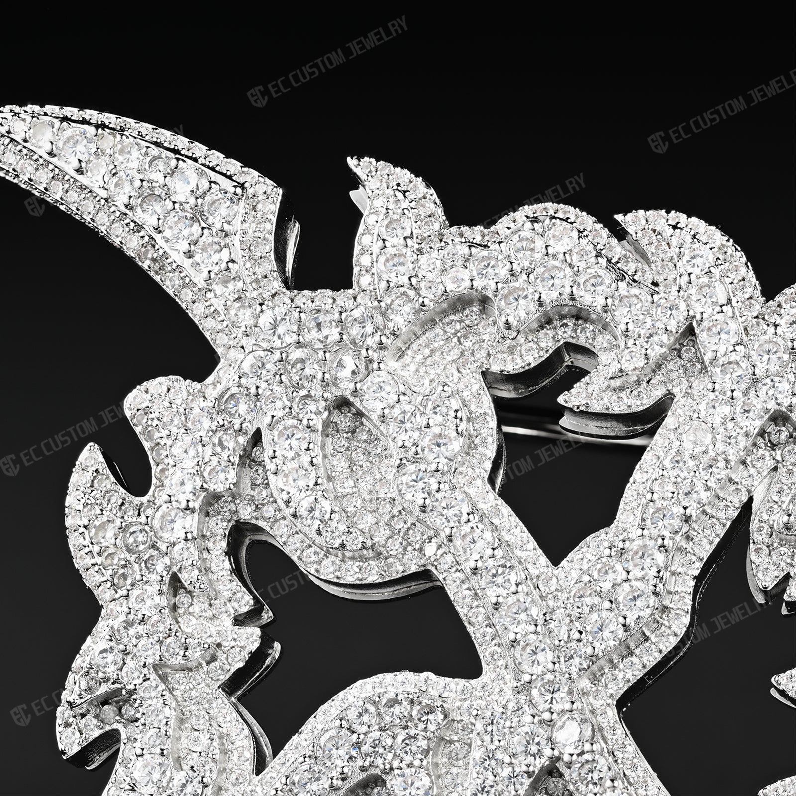 Sterling Silver Iced Out Crossed X Belt Buckle 3