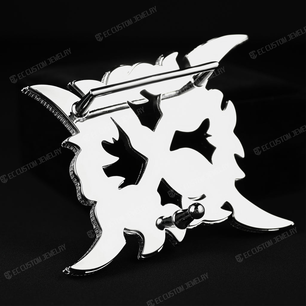 Sterling Silver Iced Out Crossed X Belt Buckle 4