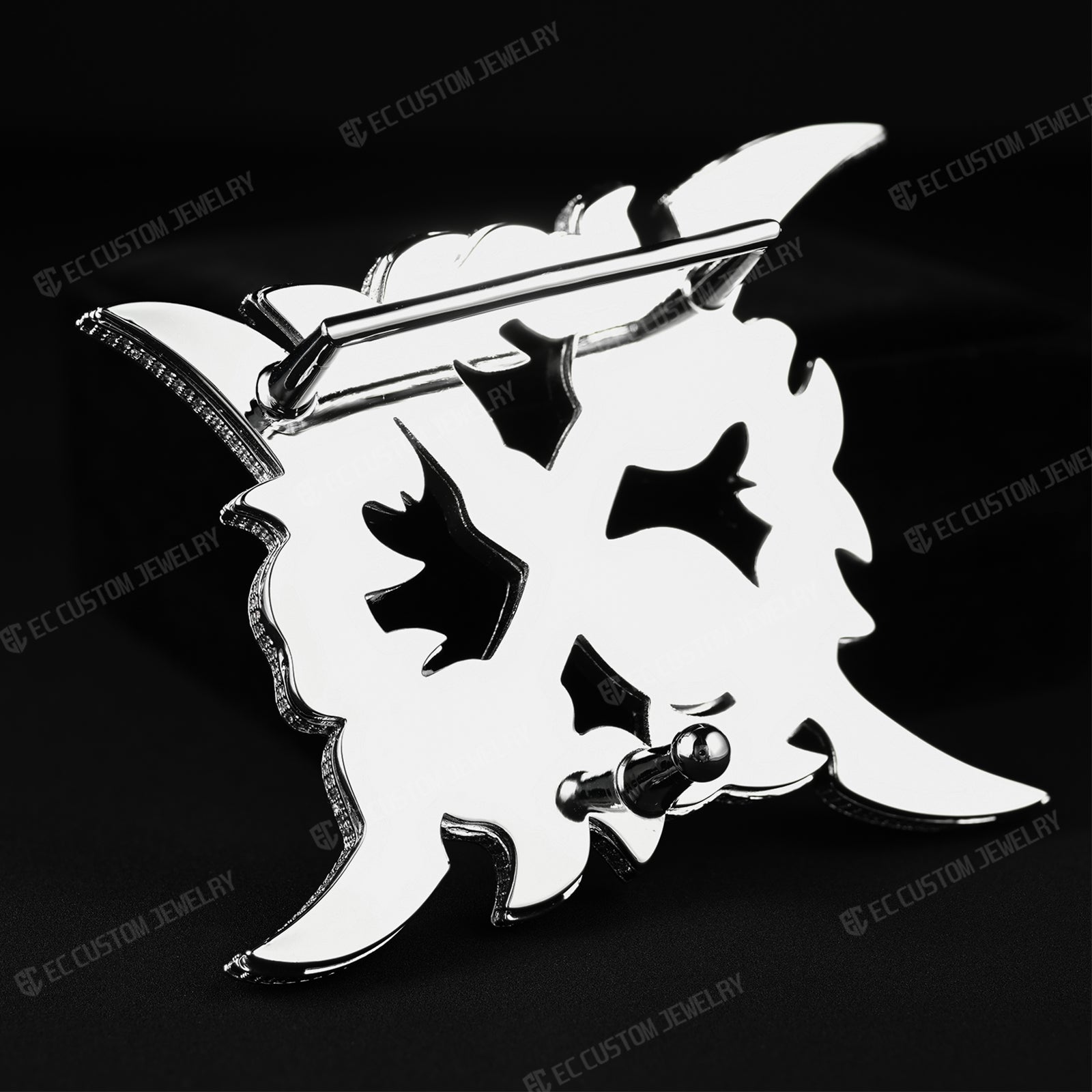 Sterling Silver Iced Out Crossed X Belt Buckle 4