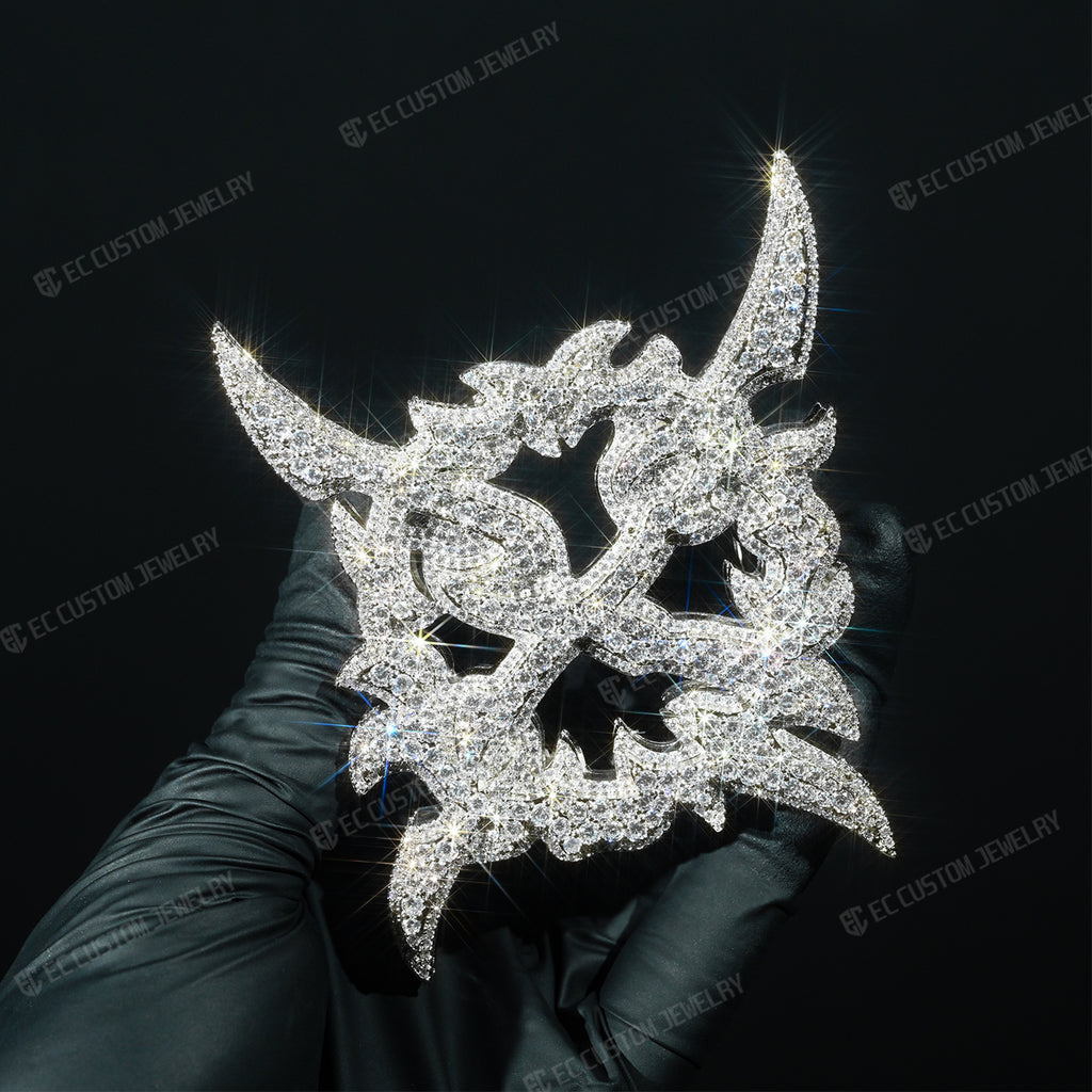 Sterling Silver Iced Out Crossed X Belt Buckle 5