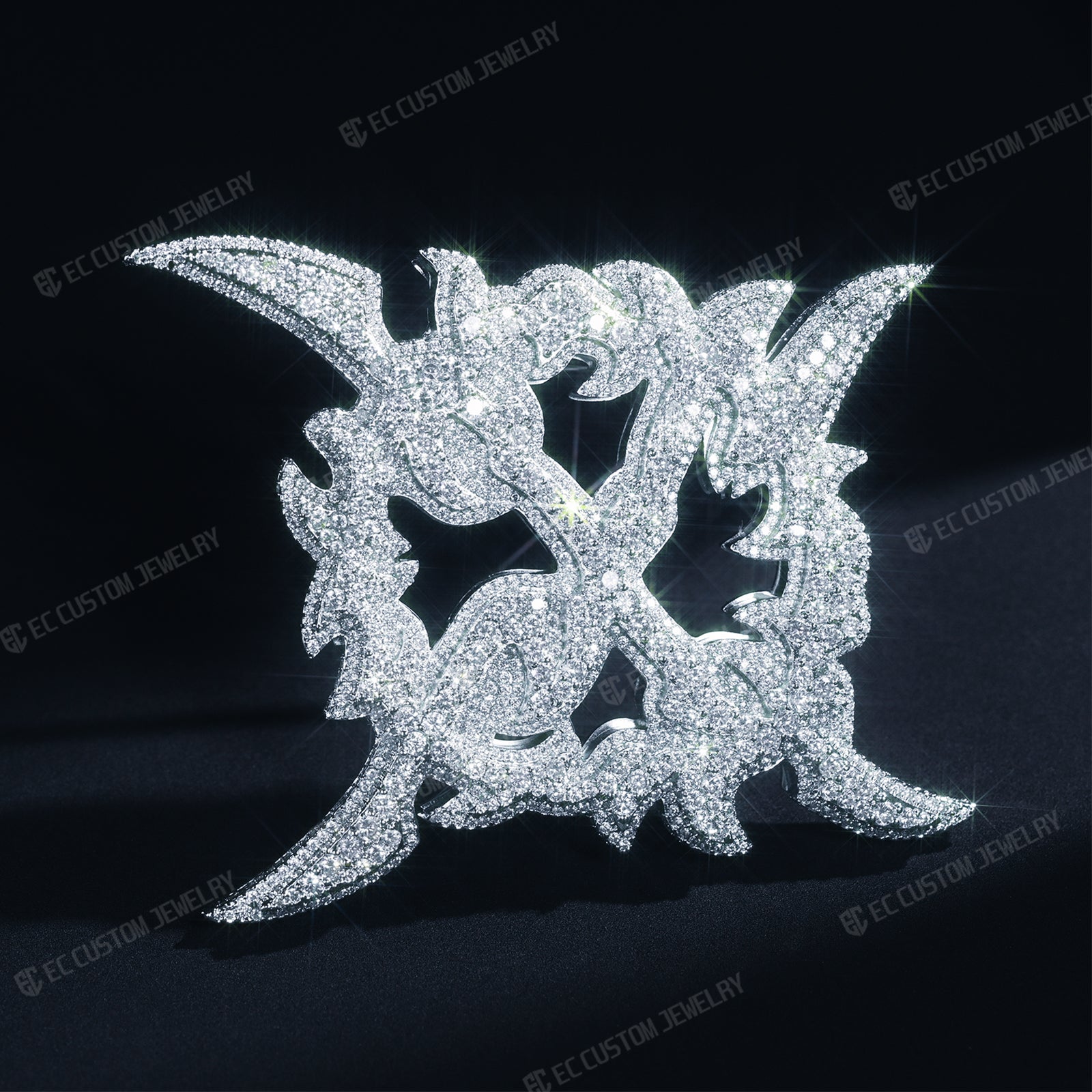 Sterling Silver Iced Out Crossed X Belt Buckle 6