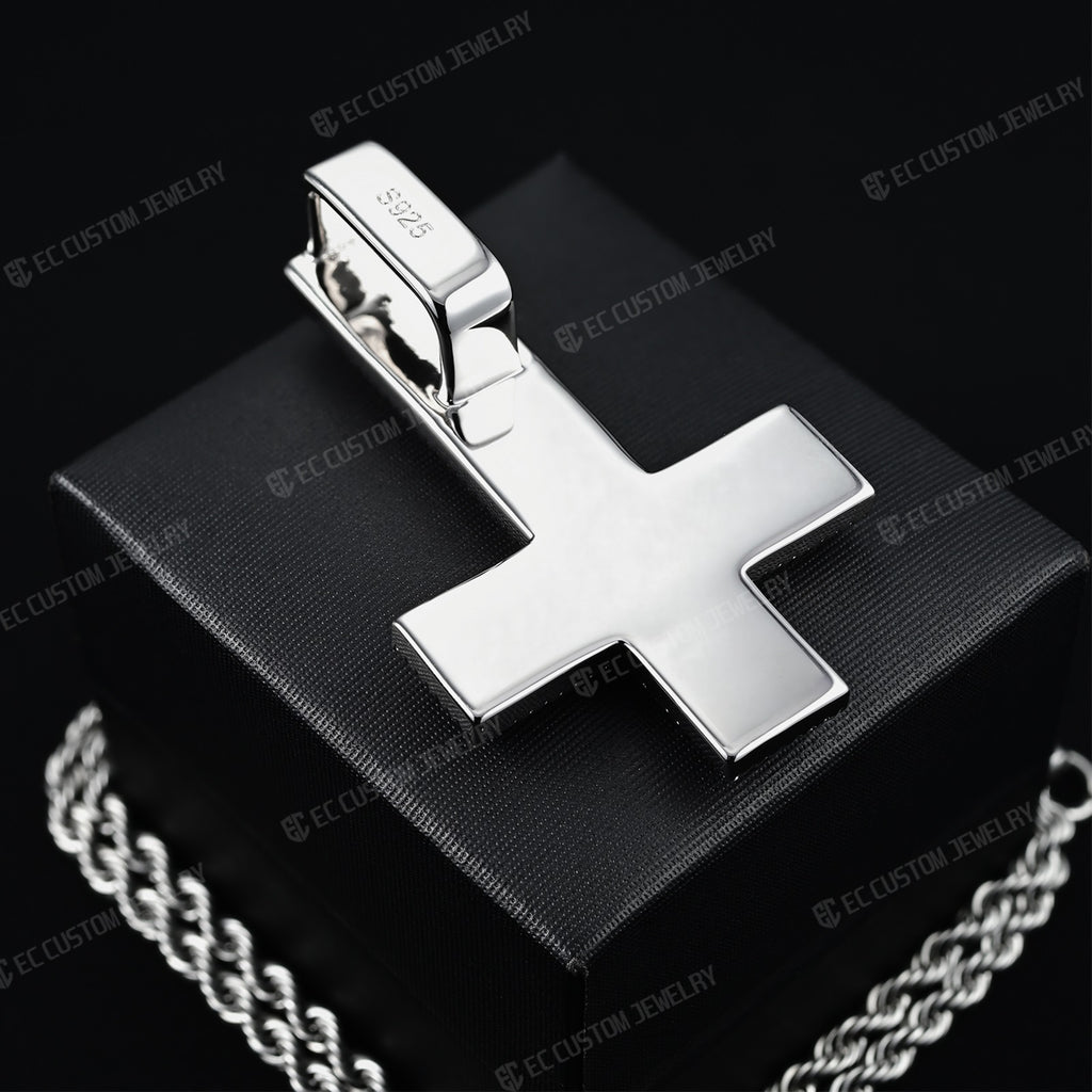 Street Stylish Men s Upside Down Cross Playboi Carti Inverted Cross Pendant Necklace Ice Out Jewelry