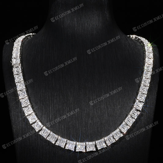 8MM Tennis Baguette Diamond Chain VVS Iced Out Necklace