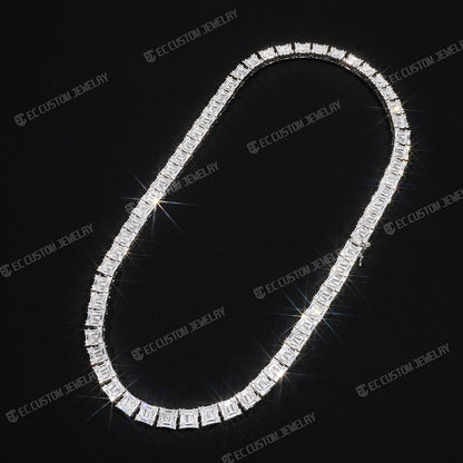 8MM Tennis Baguette Diamond Chain VVS Iced Out Necklace