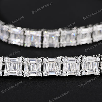8MM Tennis Baguette Diamond Chain VVS Iced Out Necklace