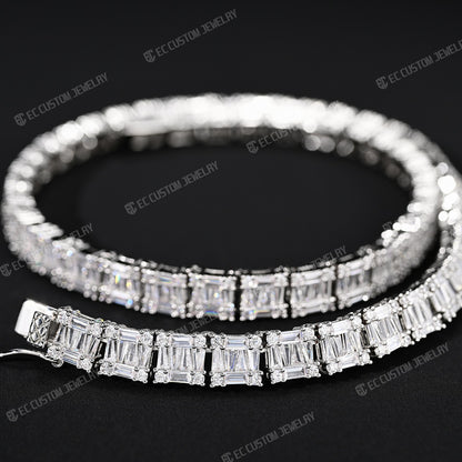 8MM Tennis Baguette Diamond Chain VVS Iced Out Necklace
