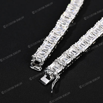 8MM Tennis Baguette Diamond Chain VVS Iced Out Necklace