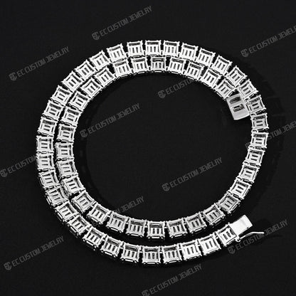 8MM Tennis Baguette Diamond Chain VVS Iced Out Necklace