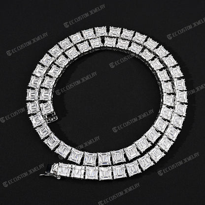 8MM Tennis Baguette Diamond Chain VVS Iced Out Necklace