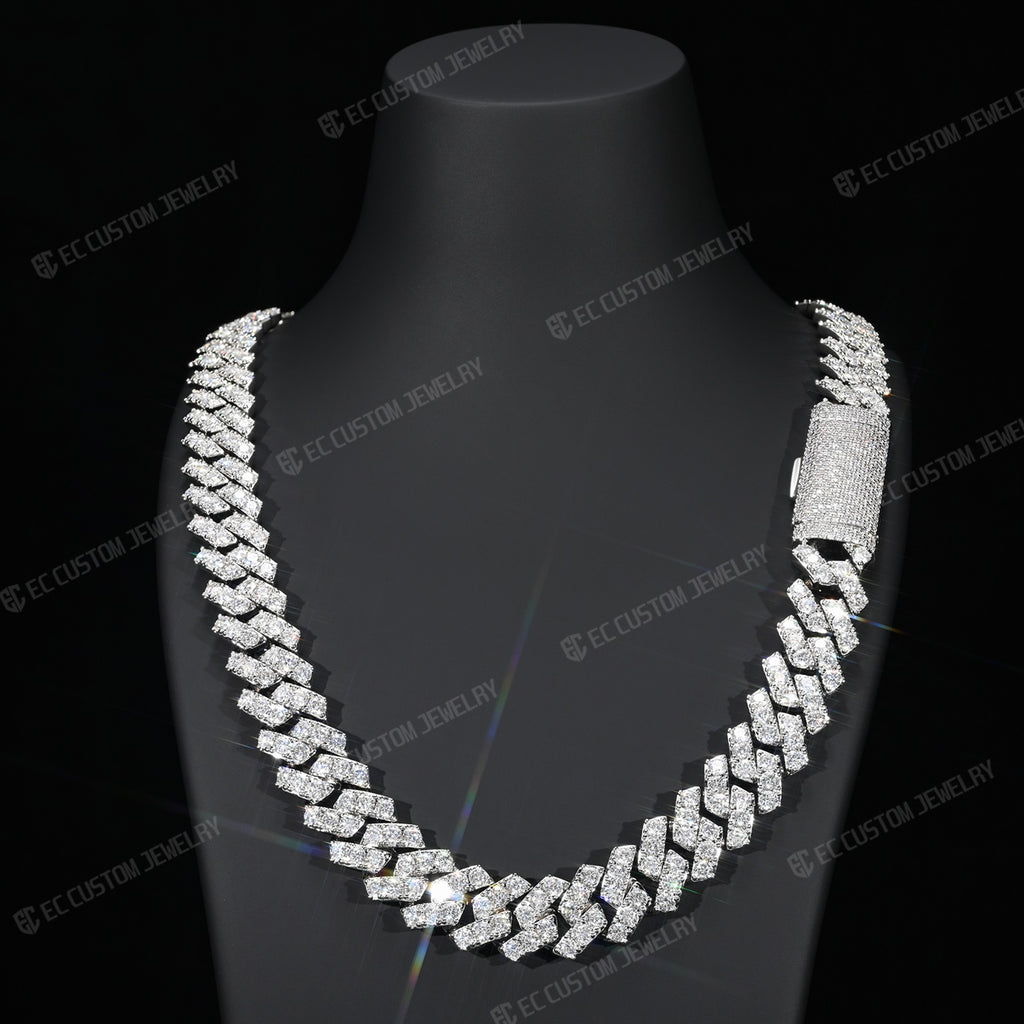 15MM Trapezoidal Sharp Link Iced Out Cuban Chain
