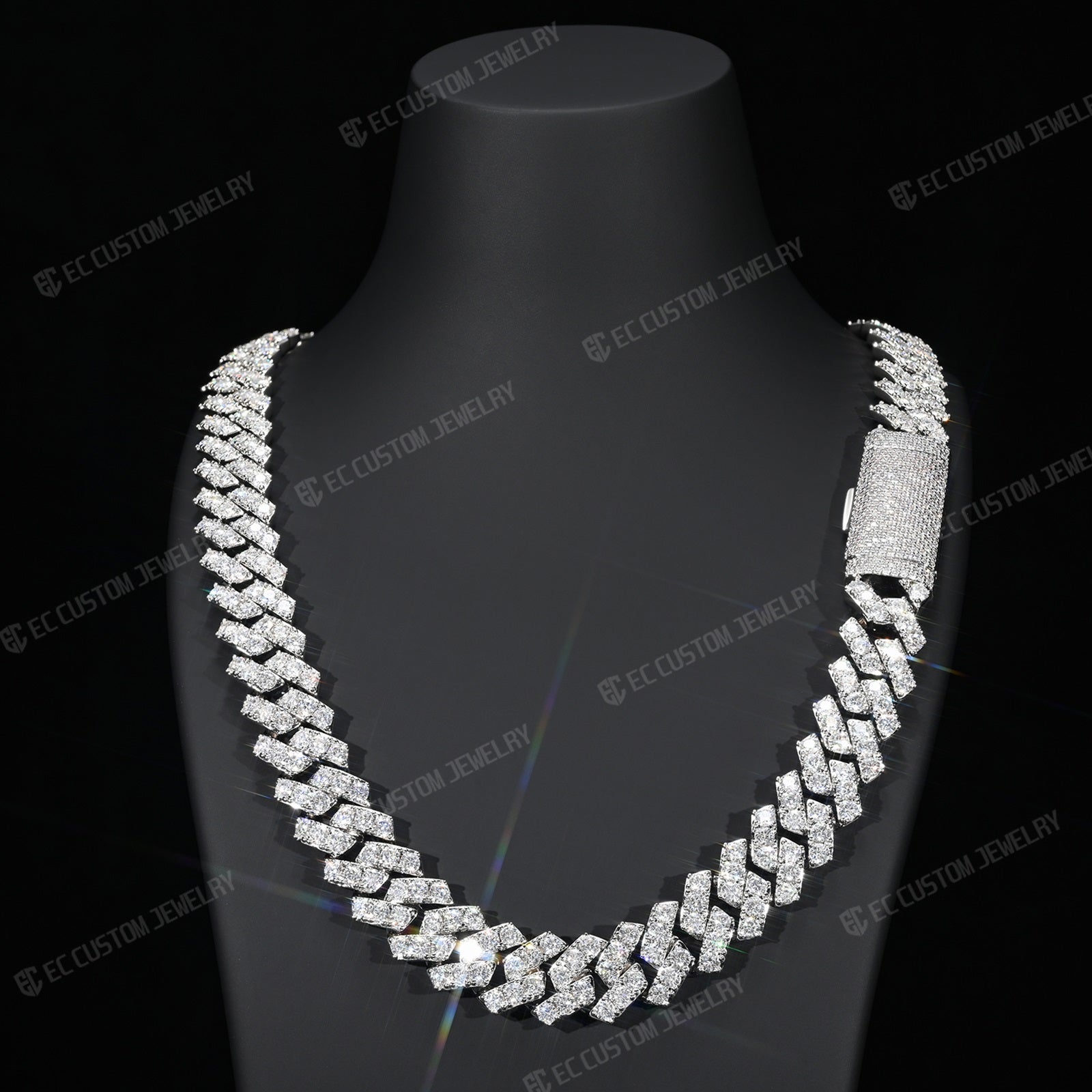 15MM Trapezoidal Sharp Link Iced Out Cuban Chain