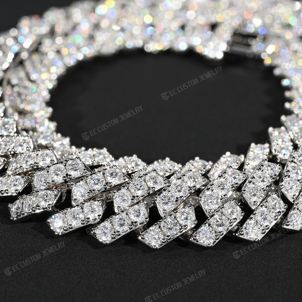 15MM Trapezoidal Sharp Link Iced Out Cuban Chain