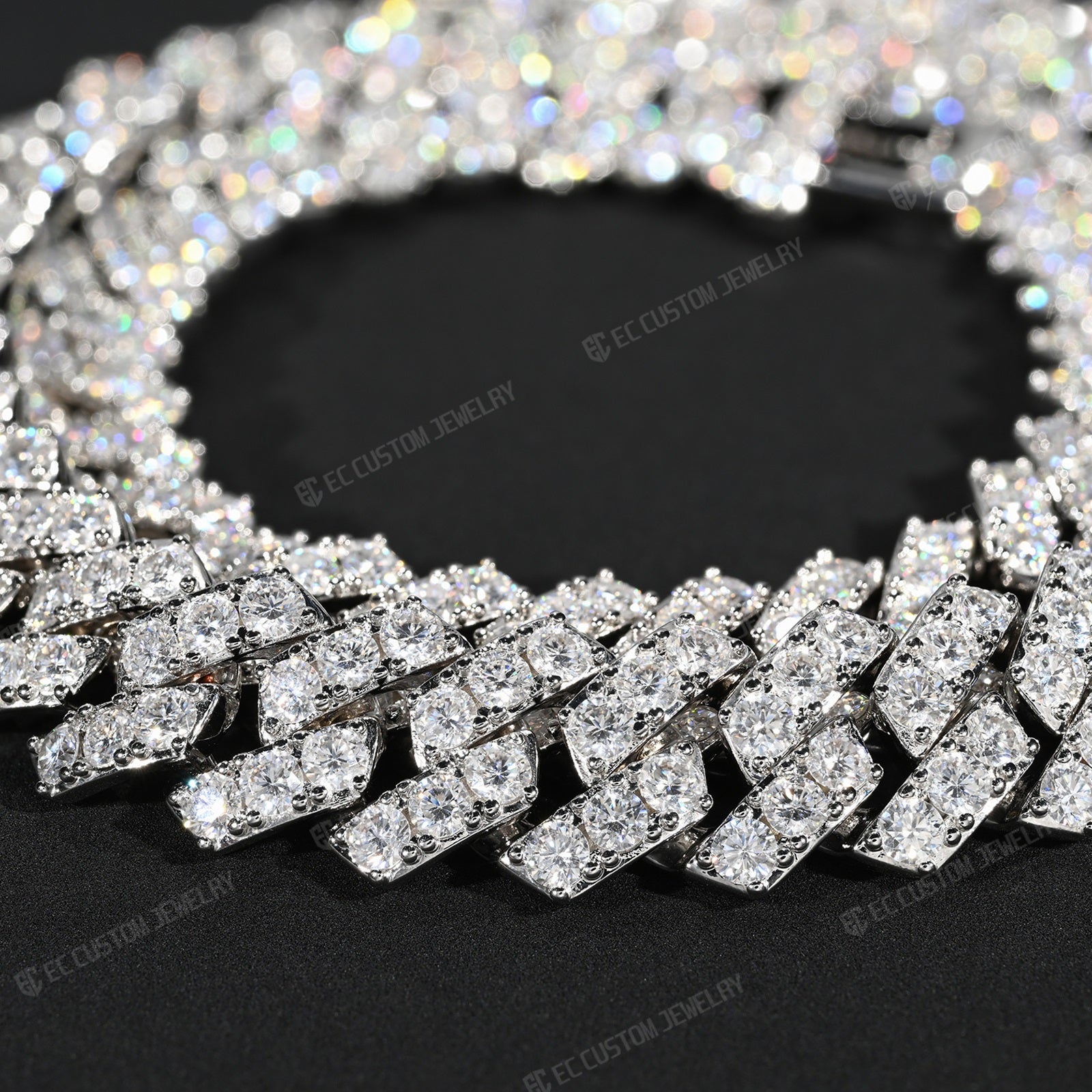 15MM Trapezoidal Sharp Link Iced Out Cuban Chain