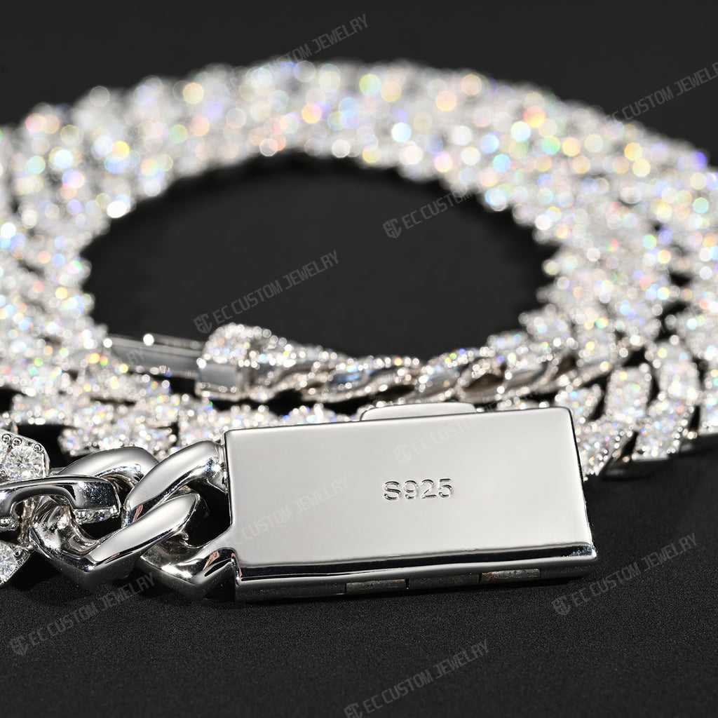 15MM Trapezoidal Sharp Link Iced Out Cuban Chain