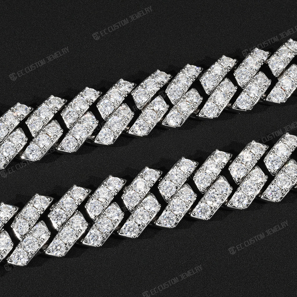 15MM Trapezoidal Sharp Link Iced Out Cuban Chain