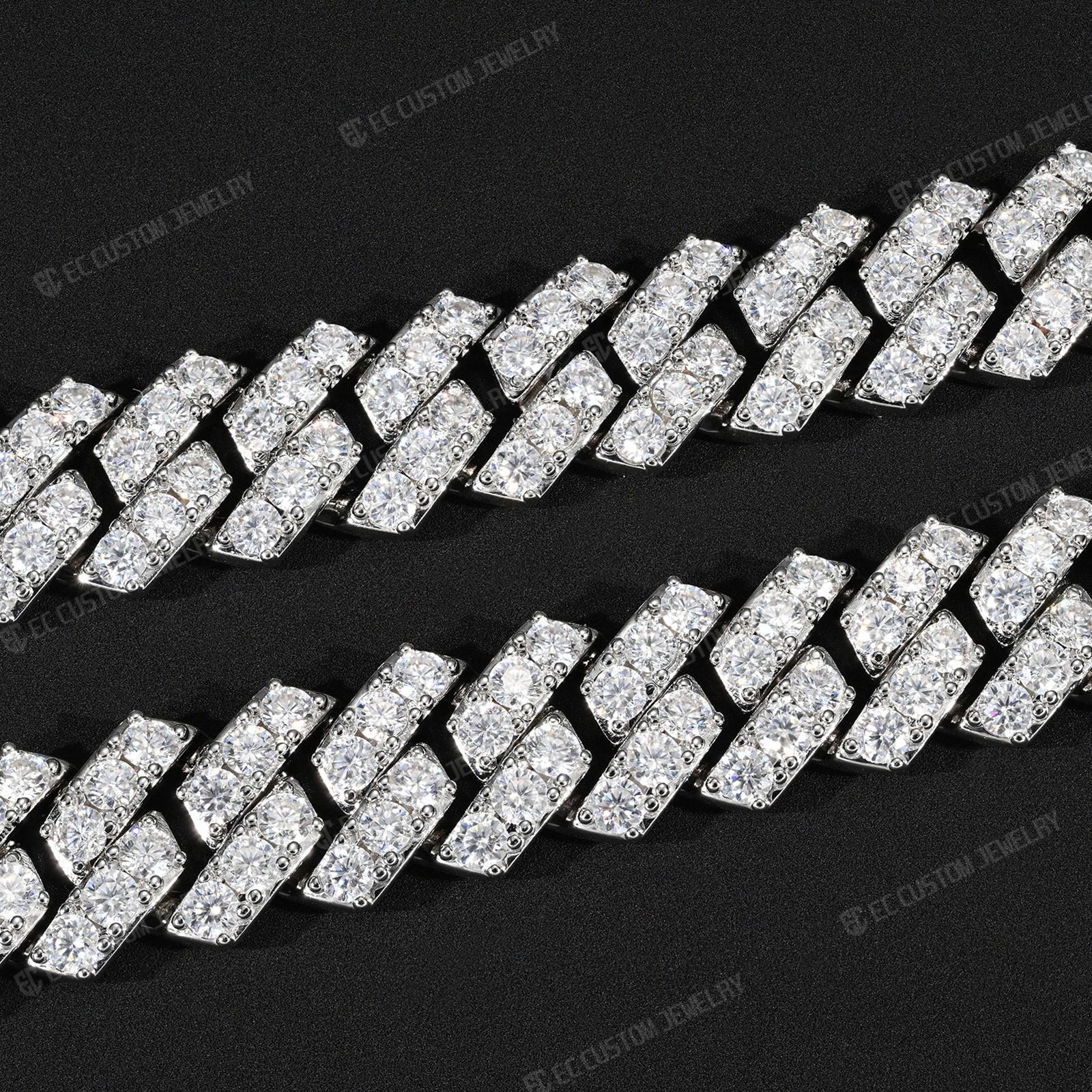 15MM Trapezoidal Sharp Link Iced Out Cuban Chain