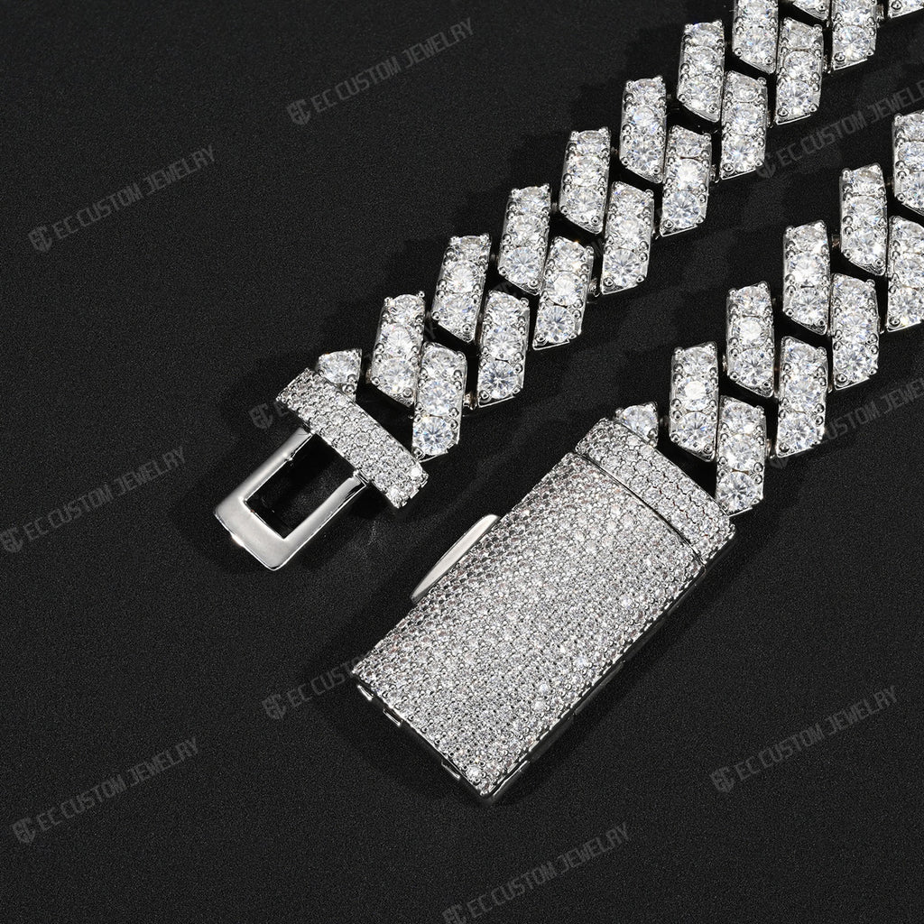 15MM Trapezoidal Sharp Link Iced Out Cuban Chain