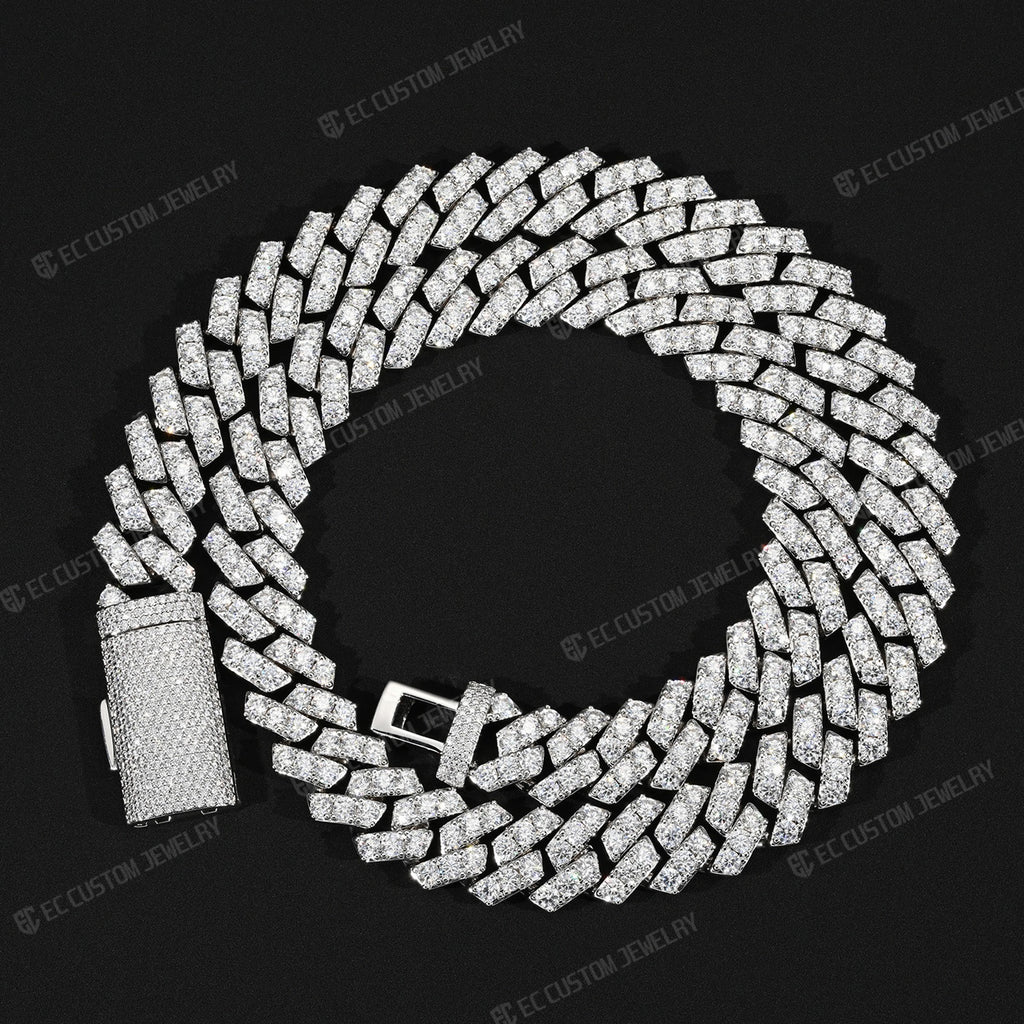 15MM Trapezoidal Sharp Link Iced Out Cuban Chain